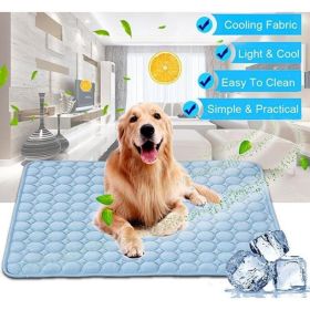 Pet Dog Cat Ice Silk Cold Nest Pad For Cooling In Summer (Option: Blue-70x56cm)