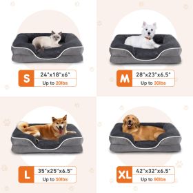 Memory Foam Pet Bed For Small Dogs & Cats With Washable Removable Cover Non-Slip Base Waterproof Liner (Option: Grey L)